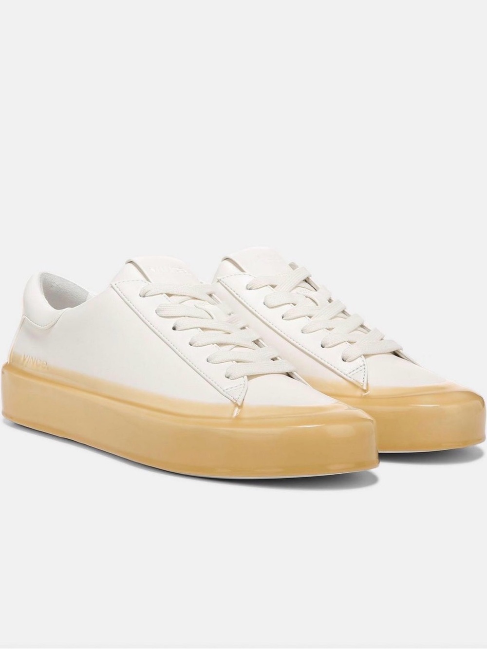 Vince Gabi Rubber Dipped Leather Sneaker Platform White & Yellow US 9.5M/EU 40.5